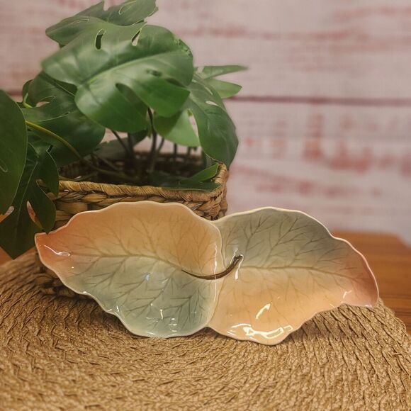 Vintage Royal Winton Orange & Green double leaf dish made in England - Picture 2 of 8